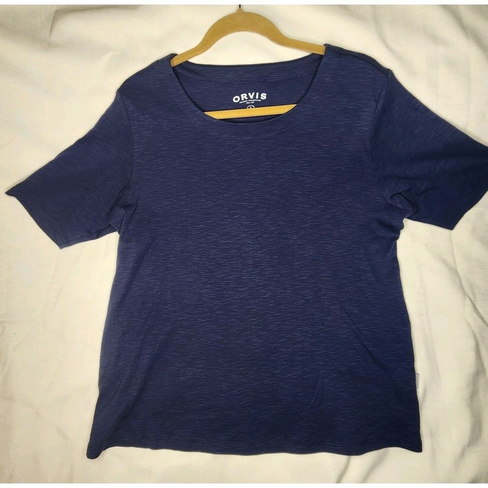 Orvis Women's Naby Blue Short Sleeve Crewneck T-Shirt - Large Nautical